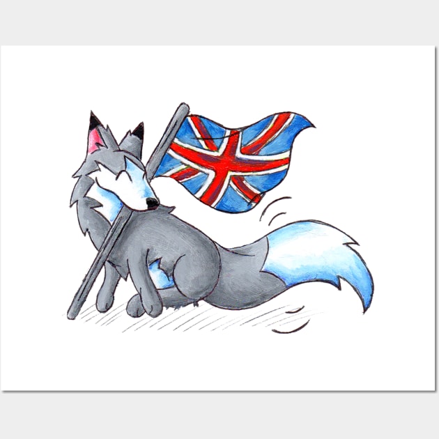 Flag Flying Wolf (UK) Wall Art by KristenOKeefeArt